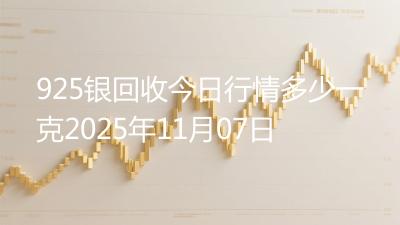 925银回收今日行情多少一克2025年11月07日