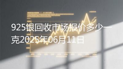 925银回收市场报价多少一克2025年06月11日