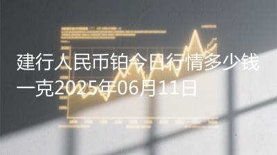 建行人民币铂今日行情多少钱一克2025年06月11日
