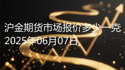 沪金期货市场报价多少一克2025年06月07日