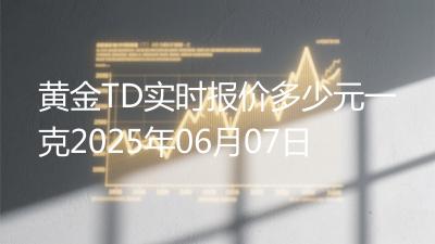 黄金TD实时报价多少元一克2025年06月07日
