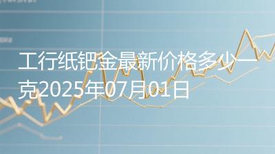 工行纸钯金最新价格多少一克2025年07月01日