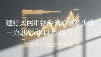 建行人民币银今日价格多少钱一克2025年11月26日