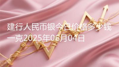 建行人民币银今日价格多少钱一克2025年06月04日