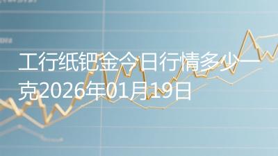工行纸钯金今日行情多少一克2026年01月19日