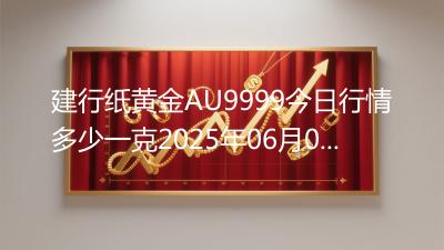 建行纸黄金AU9999今日行情多少一克2025年06月04日