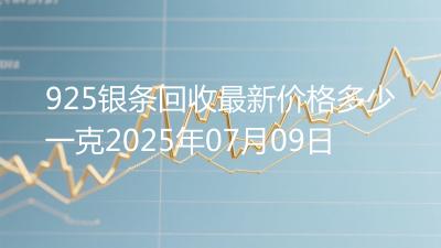 925银条回收最新价格多少一克2025年07月09日