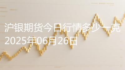 沪银期货今日行情多少一克2025年06月26日