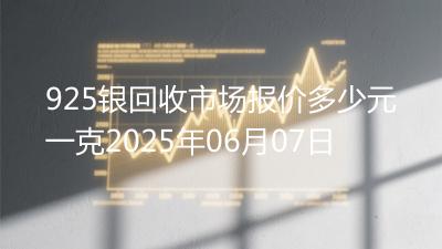 925银回收市场报价多少元一克2025年06月07日