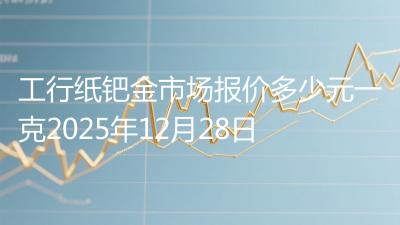工行纸钯金市场报价多少元一克2025年12月28日