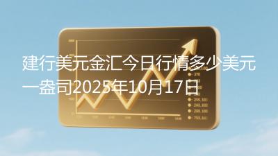 建行美元金汇今日行情多少美元一盎司2025年10月17日