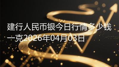 建行人民币银今日行情多少钱一克2026年04月03日