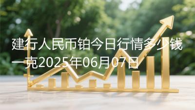 建行人民币铂今日行情多少钱一克2025年06月07日