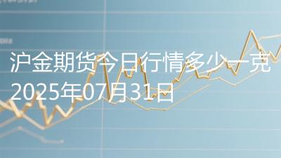沪金期货今日行情多少一克2025年07月31日