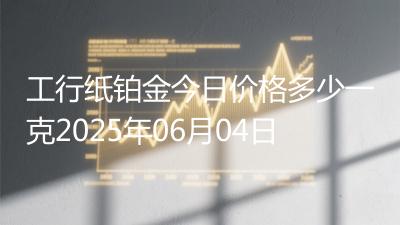 工行纸铂金今日价格多少一克2025年06月04日
