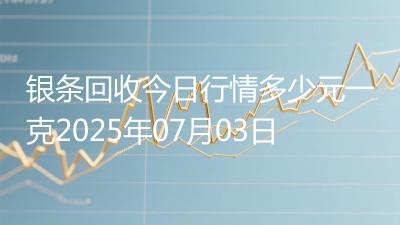 银条回收今日行情多少元一克2025年07月03日