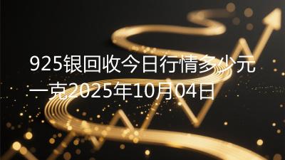 925银回收今日行情多少元一克2025年10月04日