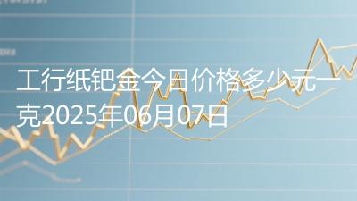 工行纸钯金今日价格多少元一克2025年06月07日