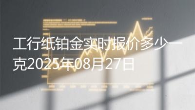 工行纸铂金实时报价多少一克2025年08月27日