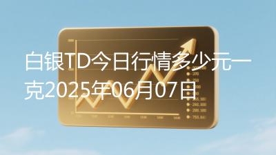 白银TD今日行情多少元一克2025年06月07日