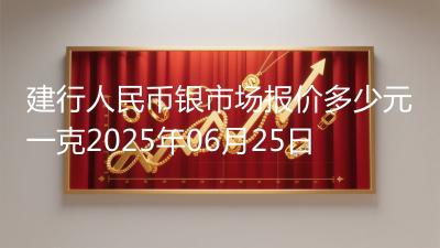 建行人民币银市场报价多少元一克2025年06月25日