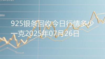 925银条回收今日行情多少一克2025年07月26日