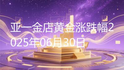 亚一金店黄金涨跌幅2025年06月30日