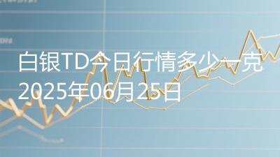 白银TD今日行情多少一克2025年06月25日