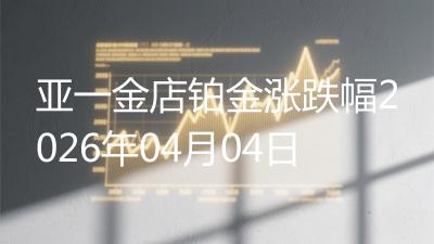 亚一金店铂金涨跌幅2026年04月04日