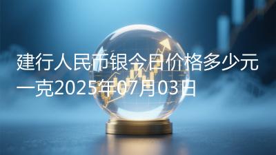 建行人民币银今日价格多少元一克2025年07月03日