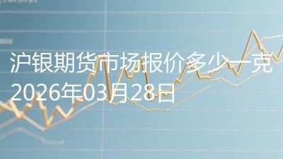 沪银期货市场报价多少一克2026年03月28日