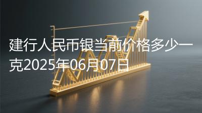 建行人民币银当前价格多少一克2025年06月07日