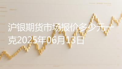 沪银期货市场报价多少元一克2025年06月13日