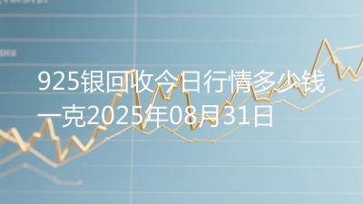 925银回收今日行情多少钱一克2025年08月31日