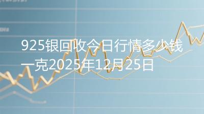 925银回收今日行情多少钱一克2025年12月25日