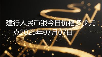 建行人民币银今日价格多少元一克2025年07月07日