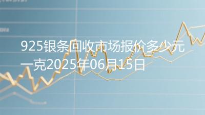 925银条回收市场报价多少元一克2025年06月15日