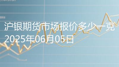 沪银期货市场报价多少一克2025年06月05日