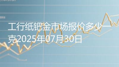 工行纸钯金市场报价多少一克2025年07月30日