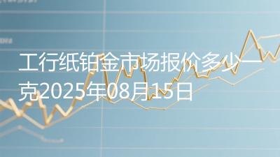 工行纸铂金市场报价多少一克2025年08月15日