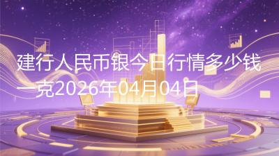 建行人民币银今日行情多少钱一克2026年04月04日
